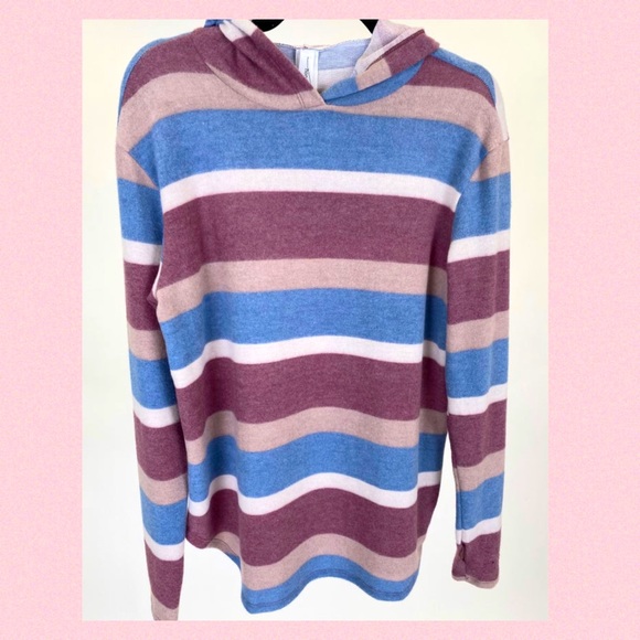 Honeyme Tops - 💗 RIDICULOUSLY SOFT STRIPED HOODIE SWEATER! 2X